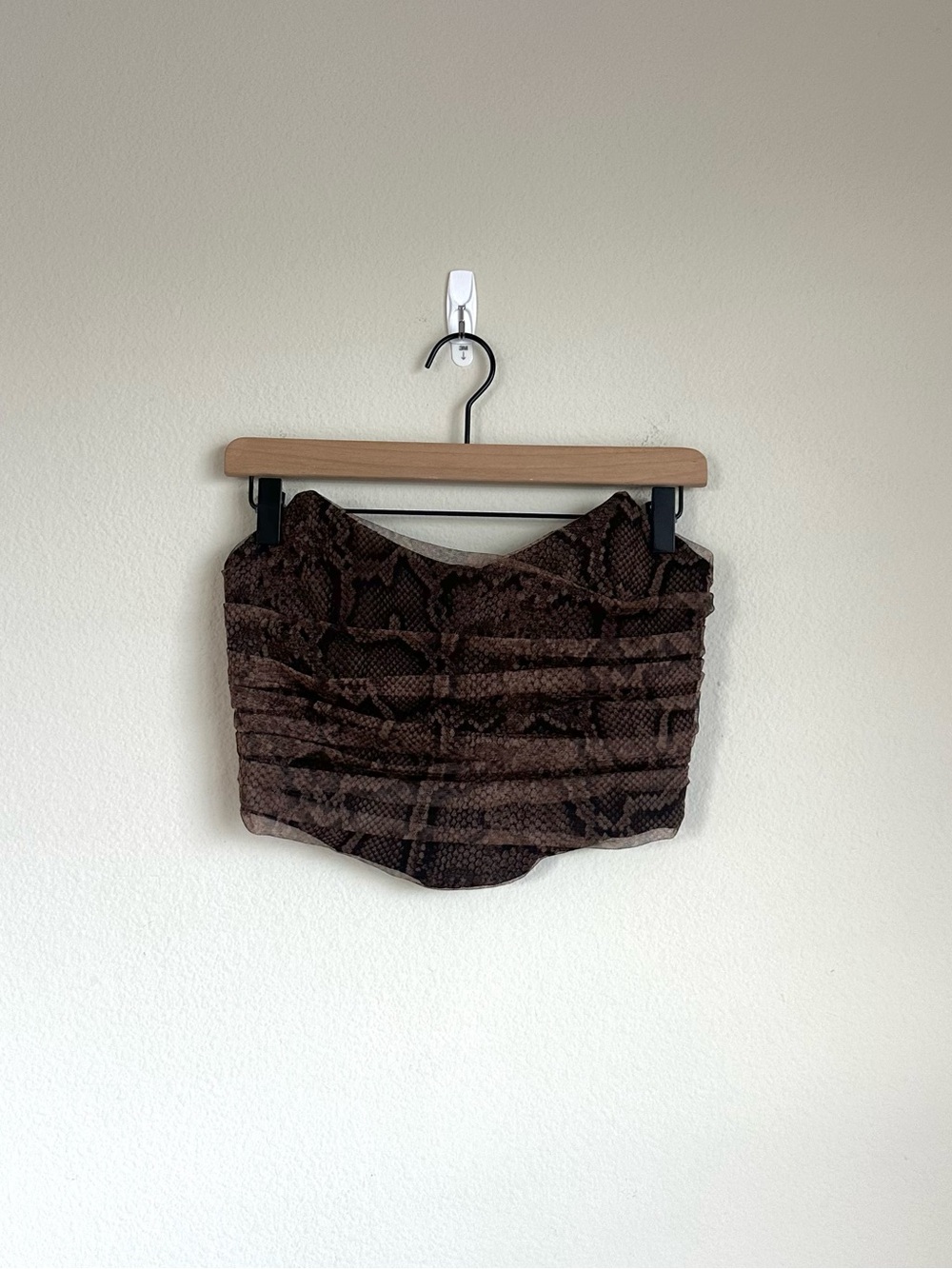 Zara Snake Print Mesh Crop Corset Top